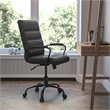 Pemberly Row Contemporary Leather Mid-Back Office Swivel Chair in Black