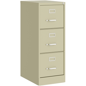 Pemberly Row 22&quot 3-Drawer Metal Vertical Filing Cabinet in Putty/Beige