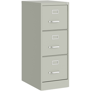 Pemberly Row 22&quot 3-Drawer Metal Vertical Filing Cabinet in Light Gray