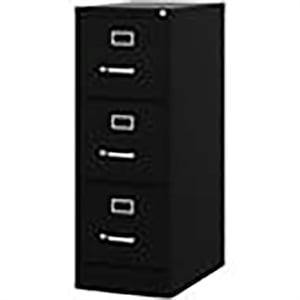 Pemberly Row 22&quot 3-Drawer Traditional Vertical Metal Filing Cabinet in Black