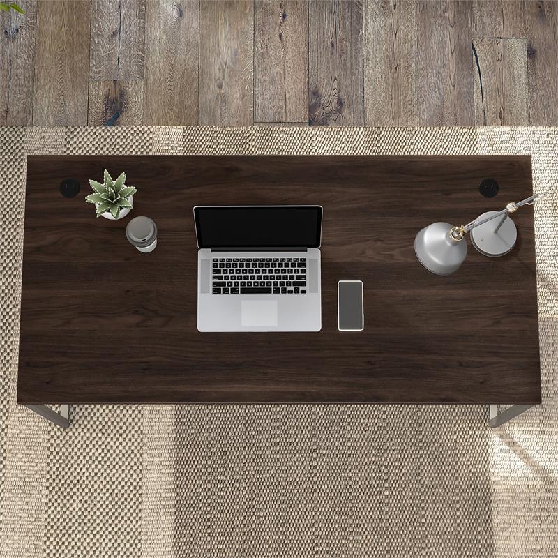 Pemberly Row 60W x 30D Computer Table Desk in Black Walnut - Engineered Wood