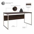 Pemberly Row 60W x 30D Computer Table Desk in Black Walnut - Engineered Wood