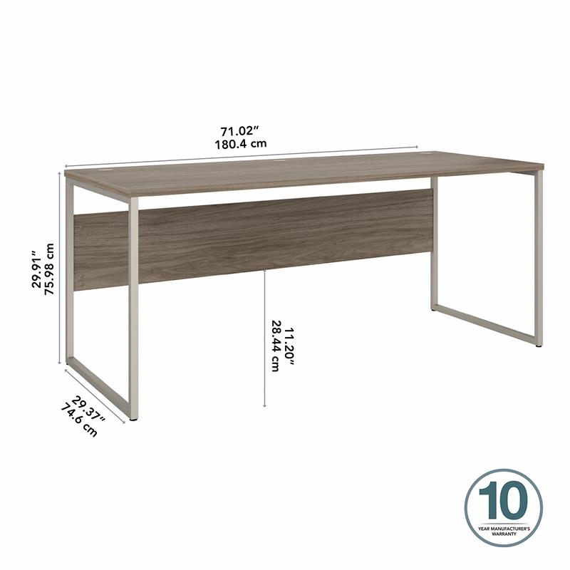 Pemberly Row 72W x 30D Computer Table Desk in Modern Hickory - Engineered Wood