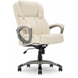 Pemberly Row Faux Leather Executive Office Chair with Adjustable Tilt in Ivory