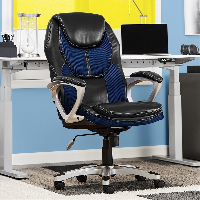 Pemberly Row Modern / Contemporary Executive Office Chair Blue