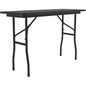 Pemberly Row 18&quotW x 48&quotD Metal & Wood Folding Table in Black Granite