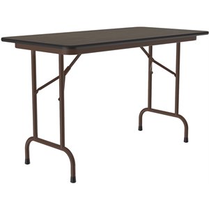 Pemberly Row 24&quotW x 48&quotD Metal & Wood Folding Table in Walnut/Wishbone