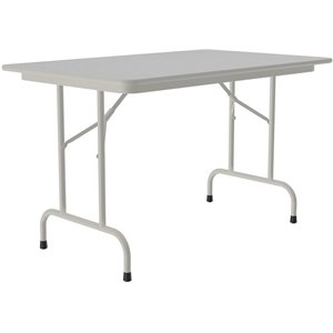 Pemberly Row 30&quotW x 48&quotD Metal & Wood Folding Table in Gray Granite
