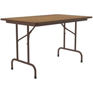 Pemberly Row 30&quotW x 48&quotD Metal & Wood Folding Table in Medium Oak/Wishbone