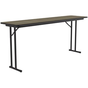 Pemberly Row Metal & Wood Folding Seminar Table in Colonial Hickory Brown