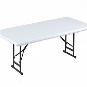 Pemberly Row 17-27&quot Adjustable Plastic Resin/Steel Folding Table in Gray Granite