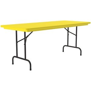 Pemberly Row 30&quotW x 60&quotD Heavy Duty Plastic Blow-Molded Folding Table in Yellow