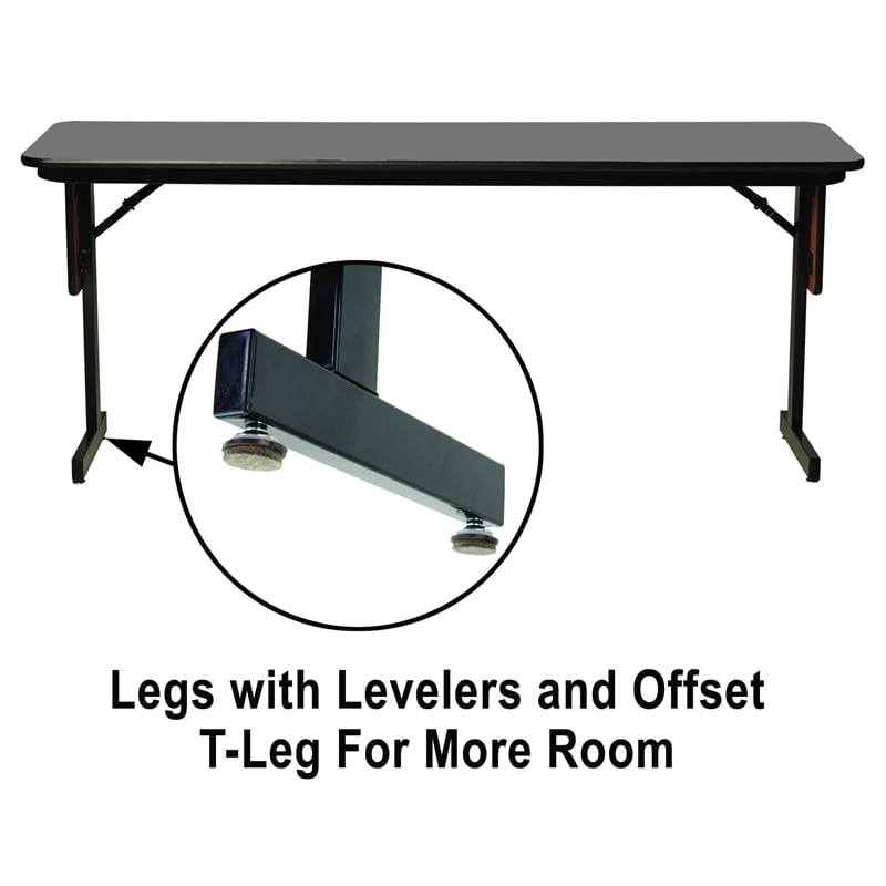 Pemberly Row High Pressure Folding Seminar Table with Panel Leg in Gray Granite