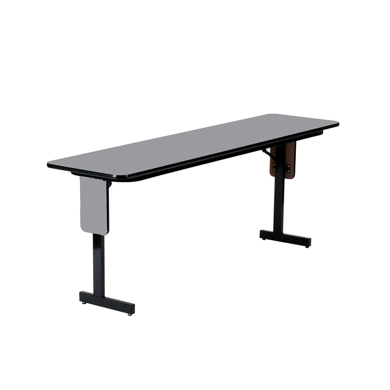 Pemberly Row High Pressure Folding Seminar Table with Panel Leg in Gray Granite