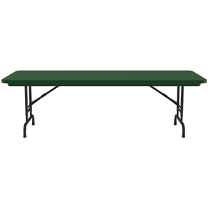 Pemberly Row 22-32&quot Adjustable Height Plastic Resin/Metal Folding Table in Green