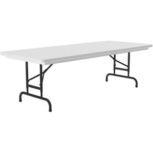 Pemberly Row 22-32&quot Adjustable Plastic Resin/Metal Folding Table in Gray Granite