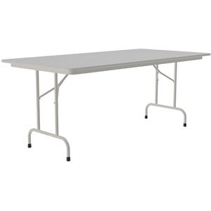 Pemberly Row 36&quotW x 72&quotD Contemporary Metal & Wood Folding Table in Gray Granite