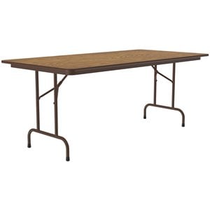 Pemberly Row 36&quotW x 72&quotD Wood & Metal Folding Table in Medium Oak/Wishbone