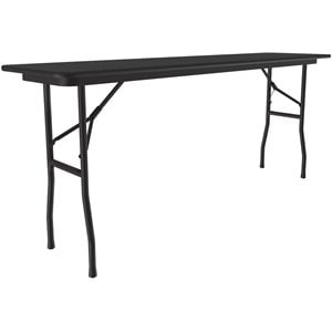 Pemberly Row 18&quotW x 96&quotD Contemporary Metal/Wood Folding Table in Black Granite