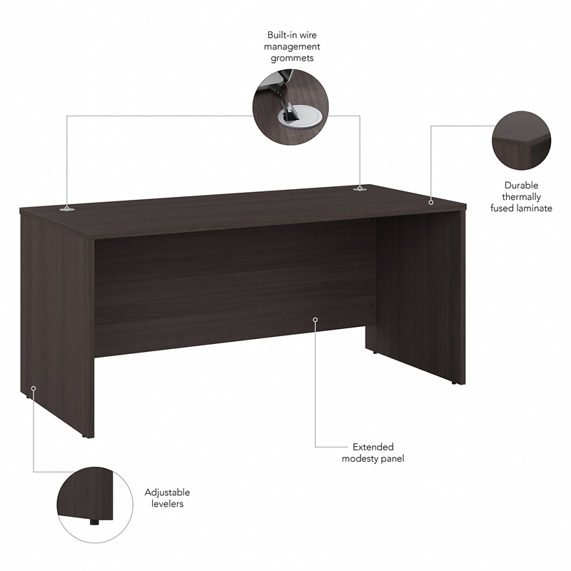 Pemberly Row 66W x 30D Office Desk in Storm Gray - Engineered Wood