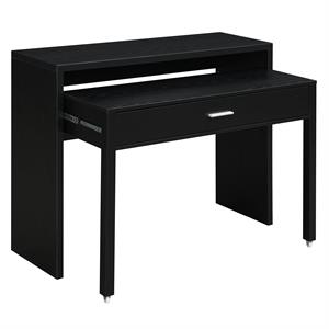 Pemberly Row Console/Sliding Desk with Drawer and Riser in Black Wood Finish