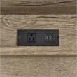 Pemberly Row Contemporary Gray Wood and Black Metal Desk with USB Port
