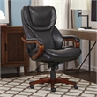 Pemberly Row Big and Tall Executive Office Chair with Wood Accents Black
