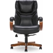 Pemberly Row Big and Tall Executive Office Chair with Wood Accents Black