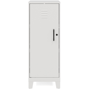 Pemberly Row 42.5&quotH 3 Shelf Metal Storage Locker Cabinet 3&quot Legs Pearl White