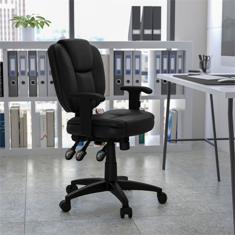 Pemberly Row Mid Back Ergonomic Task Office Chair with Arms in Black