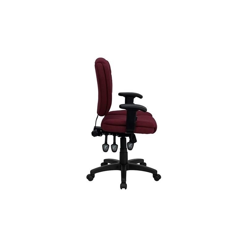 Pemberly Row Contemporary Mid Back Ergonomic Office Chair in Burgundy