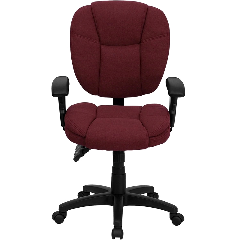 Pemberly Row Contemporary Mid Back Ergonomic Office Chair in Burgundy