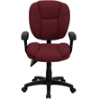 Pemberly Row Contemporary Mid Back Ergonomic Office Chair in Burgundy