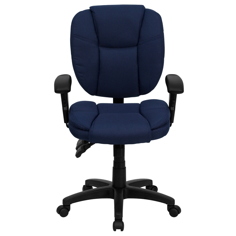 Pemberly Row Mid Back Ergonomic Task Office Chair with Arms in Navy Blue