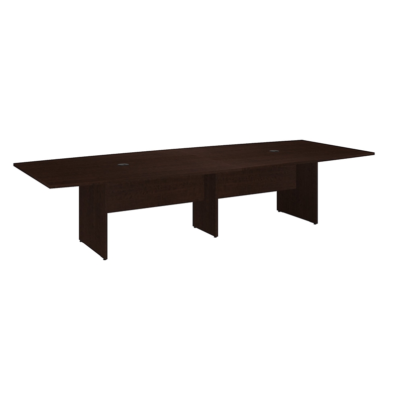 Pemberly Row Boat Shaped Conference Table with Wood Base in Cherry