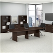 Pemberly Row Boat Shaped Conference Table with Wood Base in Cherry