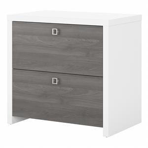 Pemberly Row 2-Drawer Engineered Wood Lateral File Cabinet in Gray/Pure White