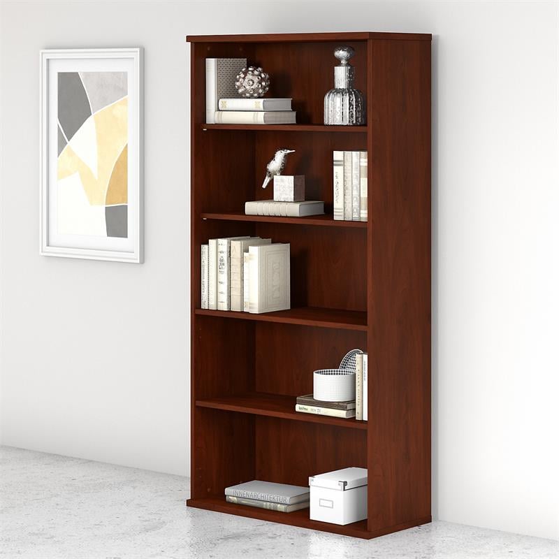 Pemberly Row 5 Shelf Bookcase in Hansen Cherry - Engineered Wood