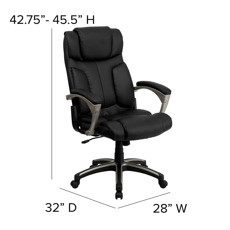 Pemberly Row High Back Folding Leather Office Chair in Black