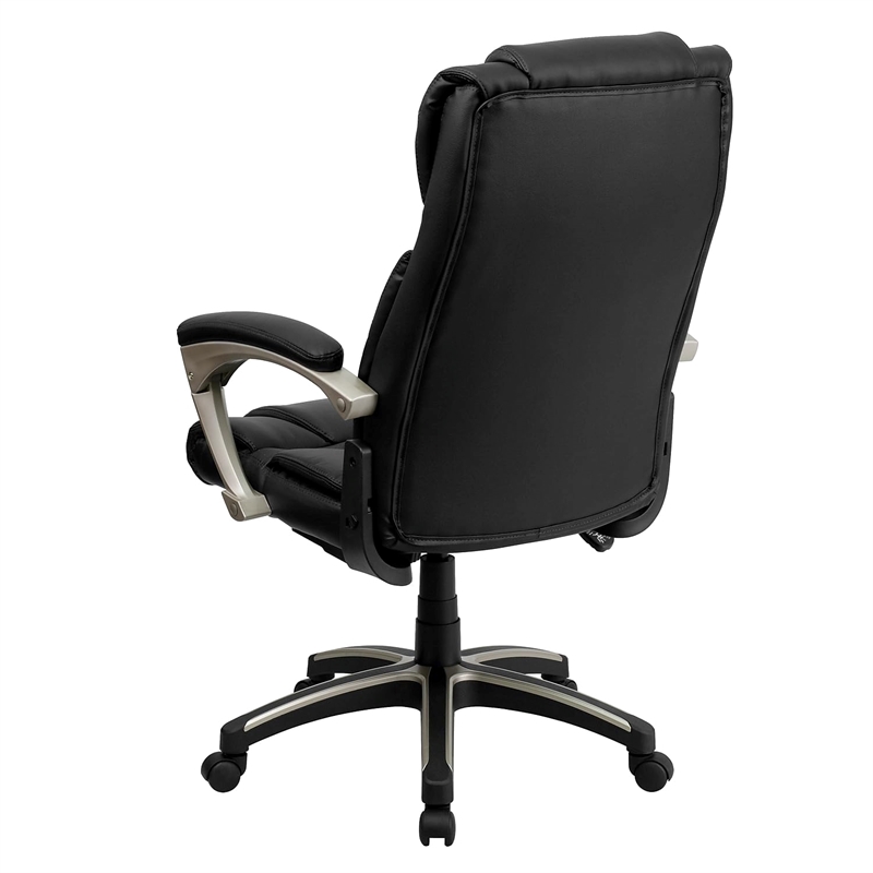 Pemberly Row High Back Folding Leather Office Chair in Black