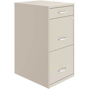Pemberly Row 18&quot 3-Drawer Metal Filing Cabinet with Pencil Drawer in Off White