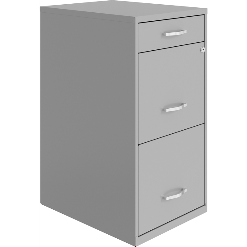 Pemberly Row 3-Drawer Modern Metal Organizer Filing Cabinet in Gray