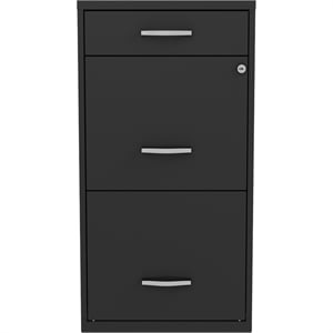 Pemberly Row 18&quot 3-Drawer Modern Metal Organizer Filing Cabinet in Black