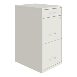 Pemberly Row 18&quot 3-Drawer Metal Organizer Filing Cabinet in Pearl White