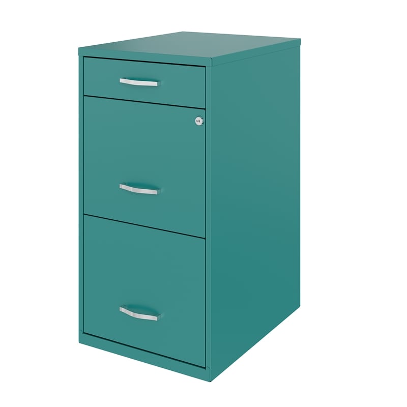 Pemberly Row 3-Drawers Vertical Turquoise Metal Filing Cabinet Pre-assembled