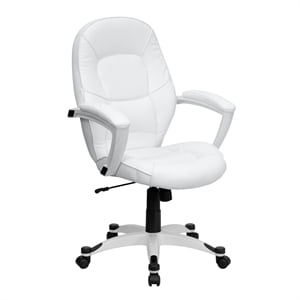 Pemberly Row Mid-Back Leather Executive Office Chair in White