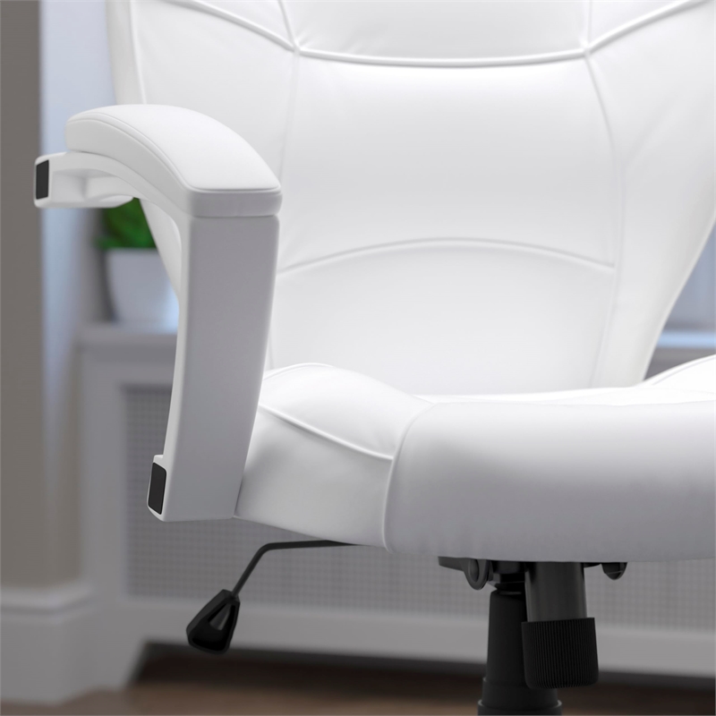 Pemberly Row Mid-Back Leather Executive Office Chair in White