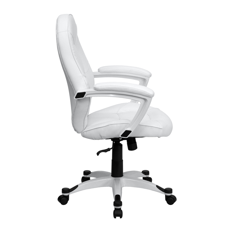 Pemberly Row Mid-Back Leather Executive Office Chair in White