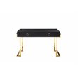 Pemberly Row Stainless Steel Desk in Black Ash Veneer & Gold