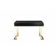Pemberly Row Stainless Steel Desk in Black Ash Veneer & Gold